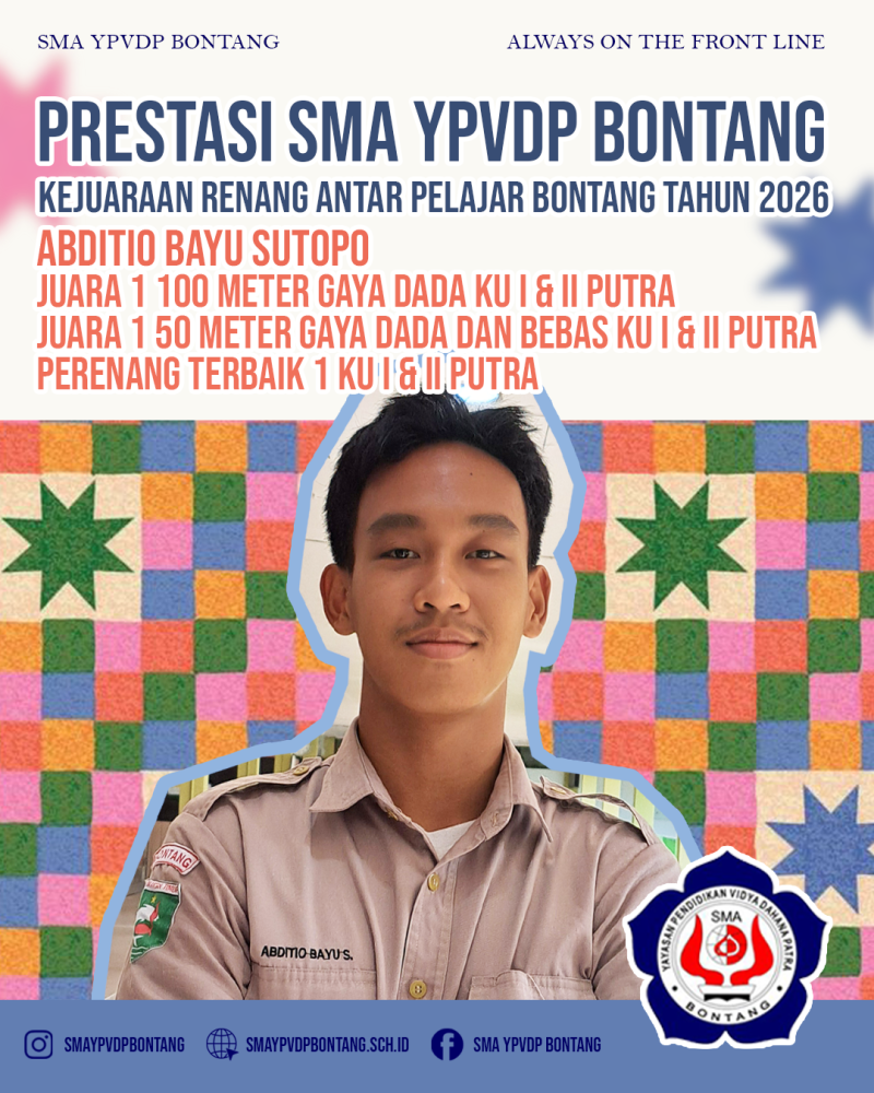 Abditio Bayu Sutopo Raih Gelar Perenang Terbaik di Kejuaraan Renang Antar Pelajar Bontang 2026